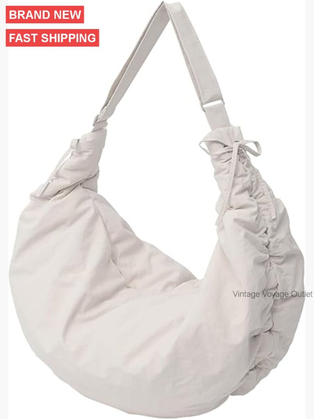 Oversized Puffer Tote Bag Nylon Crossbody Shoulder Bag with Zipper